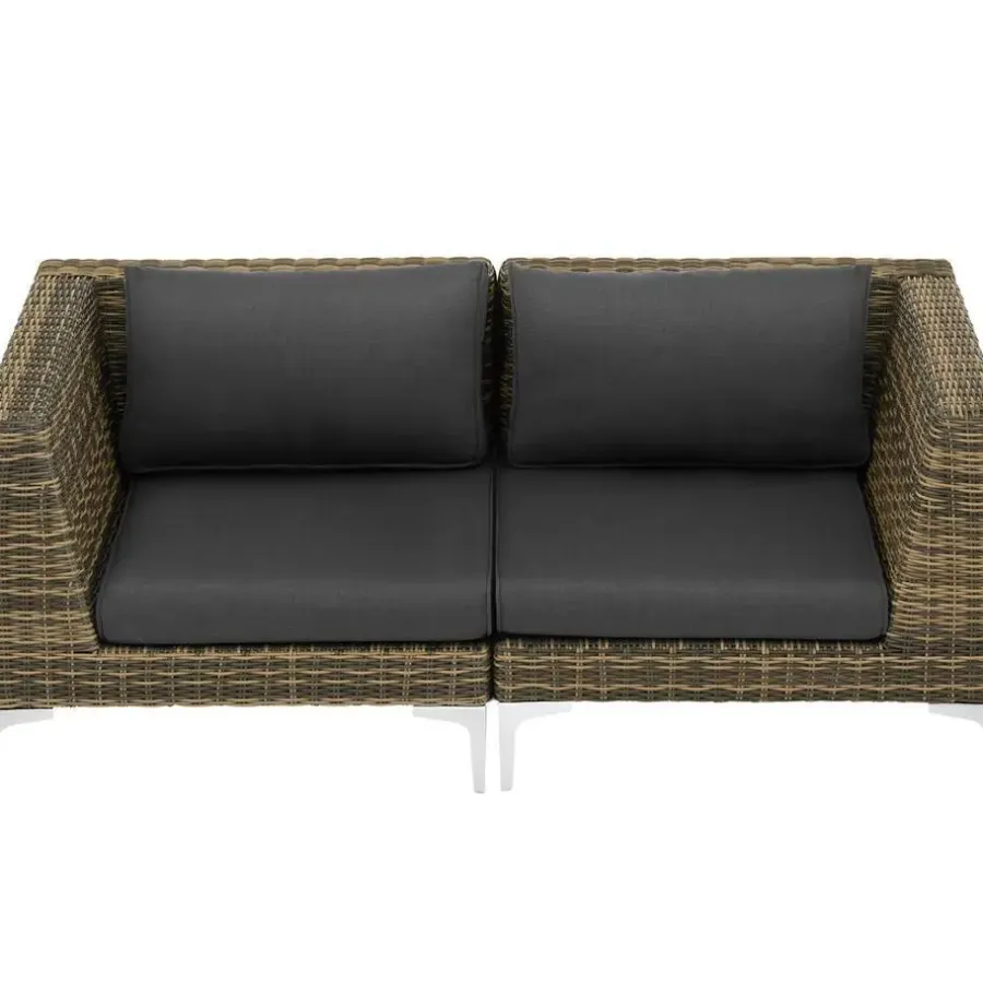 Loungeset Elementen-tectake Modulaire wickerset Villanova hoek rechts met aluminium frame