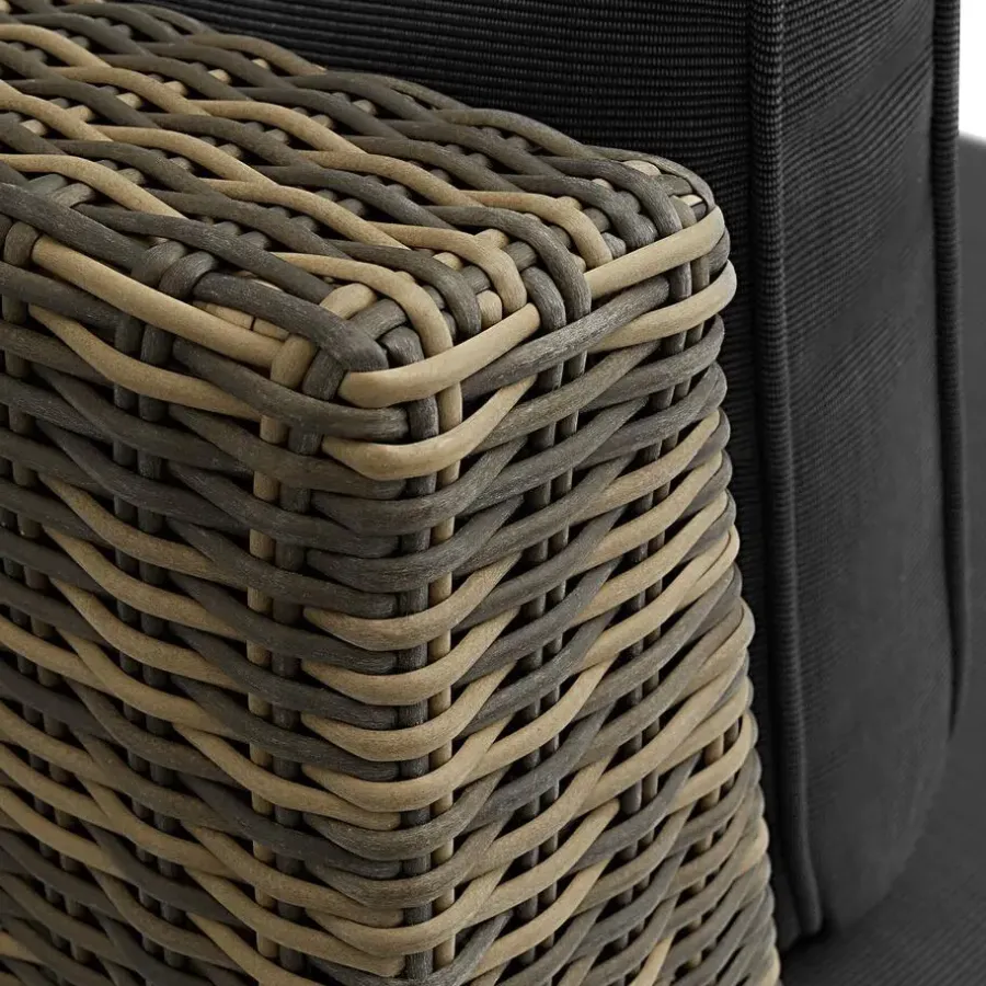 Loungeset Elementen-tectake Modulaire wickerset Villanova hoek rechts met aluminium frame