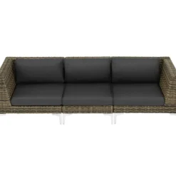 Loungeset Elementen-tectake Modulaire wickerset Villanova hoek rechts met aluminium frame