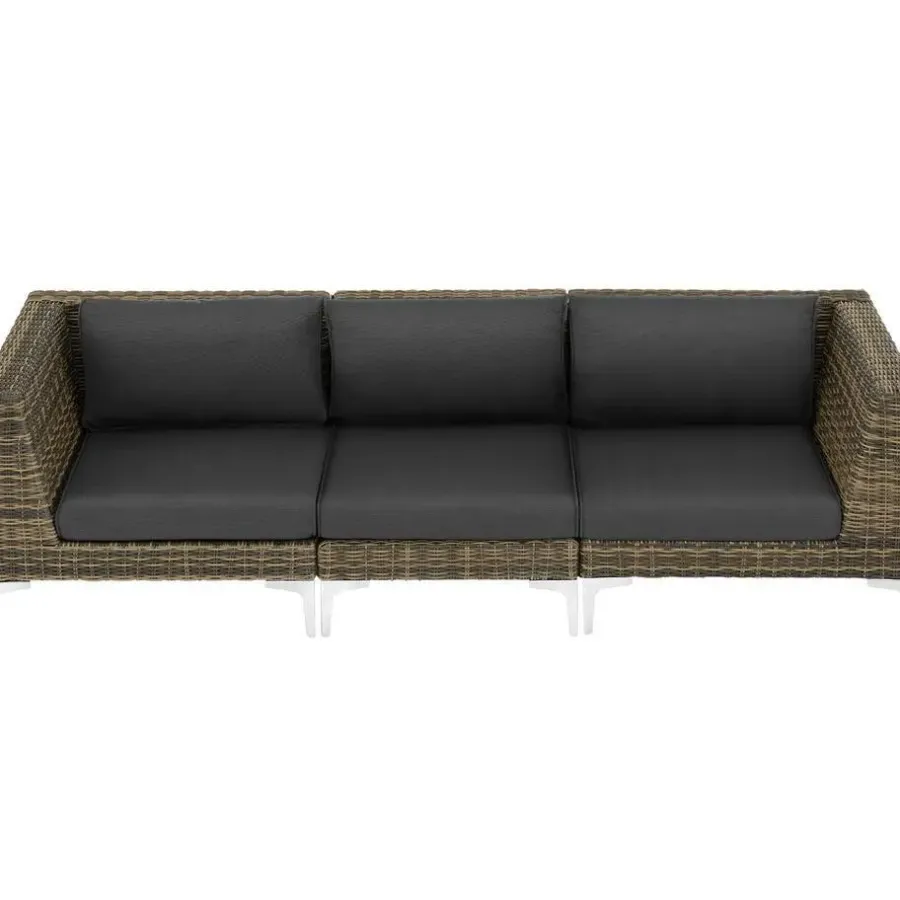 Loungeset Elementen-tectake Modulaire wickerset Villanova hoek rechts met aluminium frame