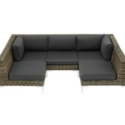 Loungeset Elementen-tectake Modulaire wickerset Villanova hoek rechts met aluminium frame