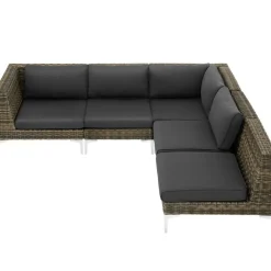 Loungeset Elementen-tectake Modulaire wickerset Villanova hoek rechts met aluminium frame