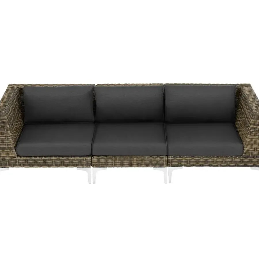 tectake Modulaire wickerset Villanova hoek links met aluminium frame