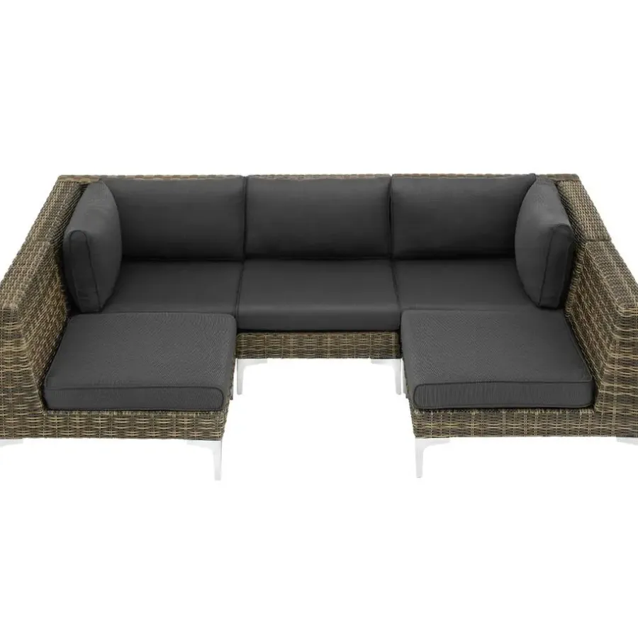 tectake Modulaire wickerset Villanova hoek links met aluminium frame