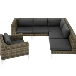 tectake Modulaire wickerset Villanova hoek links met aluminium frame