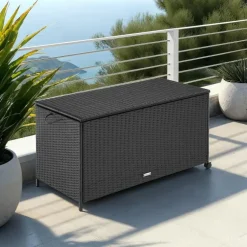Kussenboxen-tectake Opbergbox Kuusamo met aluminium frame en wielen 297l, 117x54x64cm