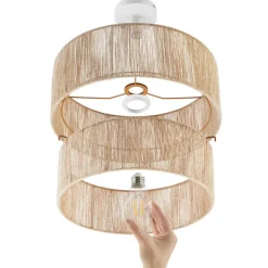 Hanglampen-tectake Plafondlamp Boho - Jute Hanglamp 40W voor Woonkamer/Slaapkamer