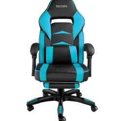 tectake Racing bureaustoel Comodo met voetsteun , Zwart/azuur