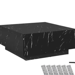 tectake Salontafel Lasley met voet, draagkracht 45 kg, Marmerlook Zwart