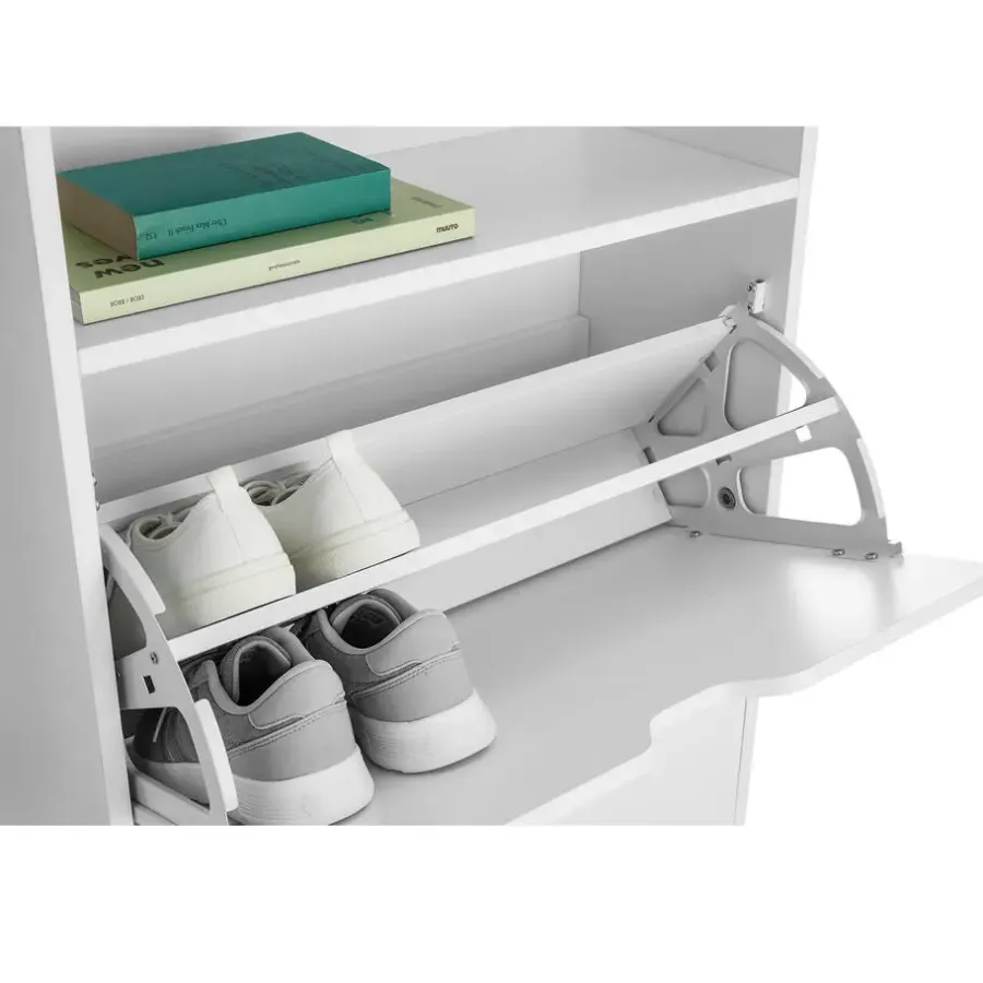 tectake Schoenenkast Calea met 2 kantelvakken voor 12 paar schoenen, Wit