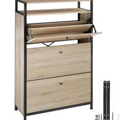 Schoenenkasten-tectake Schoenenkast, Industrieel Licht Hout, Eiken Sonoma
