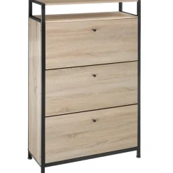 Schoenenkasten-tectake Schoenenkast, Industrieel Licht Hout, Eiken Sonoma