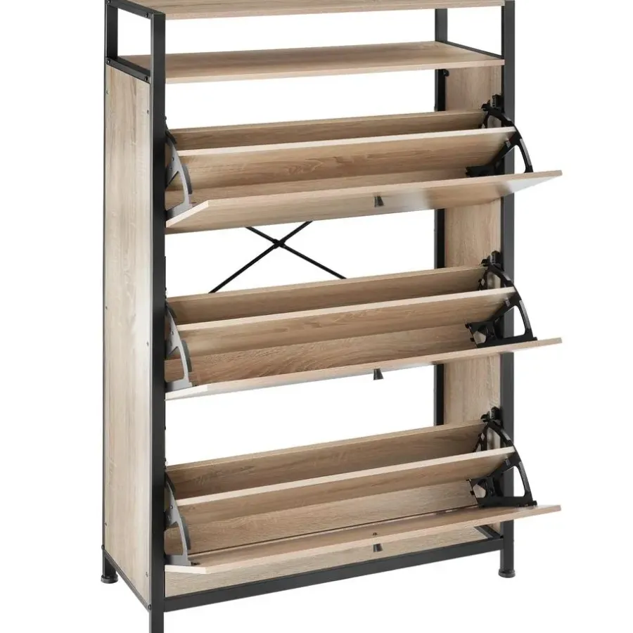 Schoenenkasten-tectake Schoenenkast, Industrieel Licht Hout, Eiken Sonoma