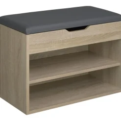 Schoenenkasten-tectake Schoenenkast Jasmina met zitkussen 60x30x43,5cm