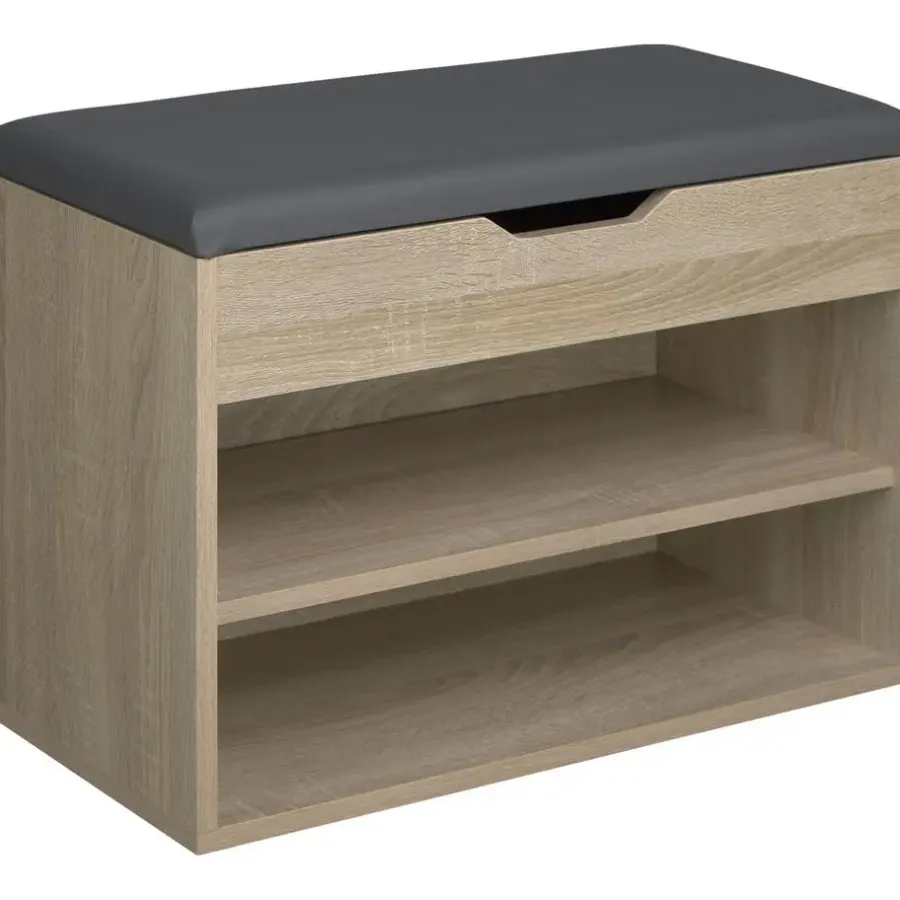 Schoenenkasten-tectake Schoenenkast Jasmina met zitkussen 60x30x43,5cm