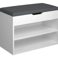 tectake Schoenenkast Jasmina met zitkussen 60x30x43,5cm, Wit