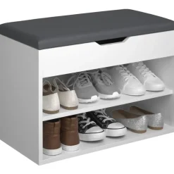 tectake Schoenenkast Jasmina met zitkussen 60x30x43,5cm, Wit