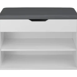 tectake Schoenenkast Jasmina met zitkussen 60x30x43,5cm, Wit