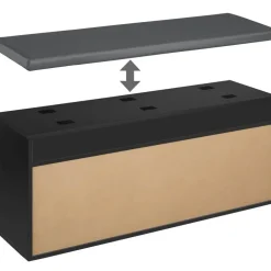Schoenenkasten-tectake Schoenenkast Natalya met zitkussen 104x30x49cm, Zwart