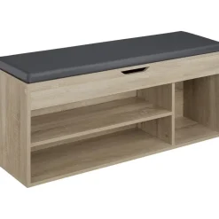 Schoenenkasten-tectake Schoenenkast Natalya met zitkussen 104x30x49cm