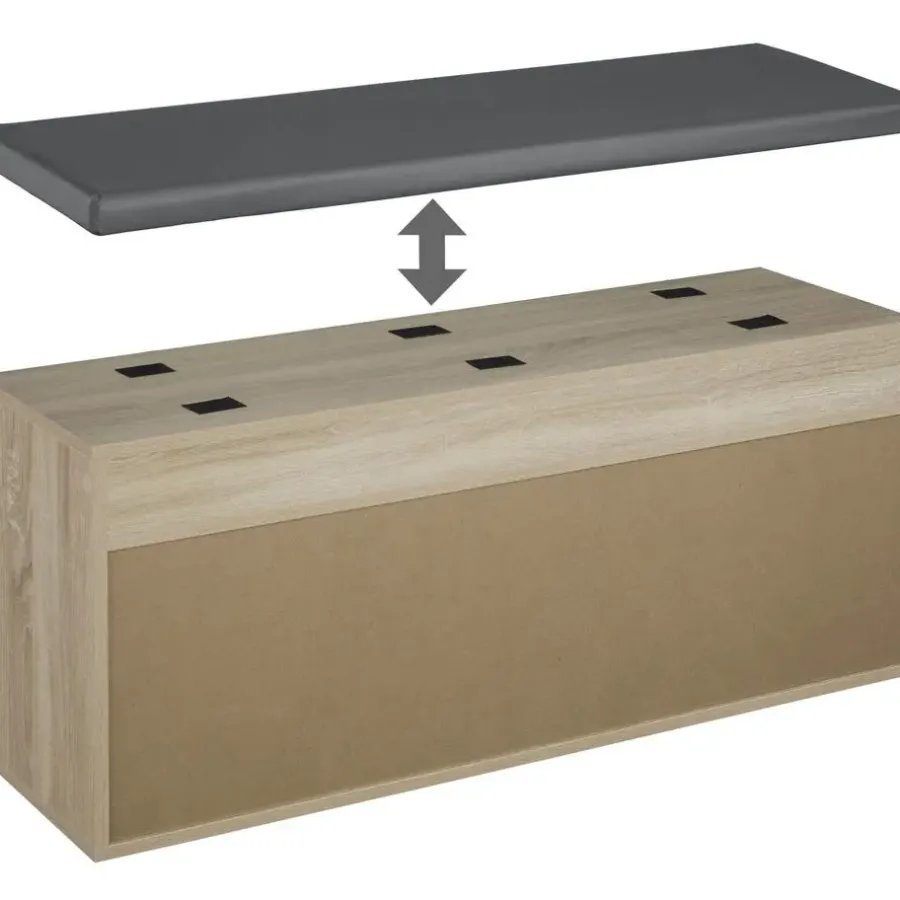 Schoenenkasten-tectake Schoenenkast Natalya met zitkussen 104x30x49cm