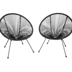 tectake Set van 2 stoelen Santana met tafel, Zwart