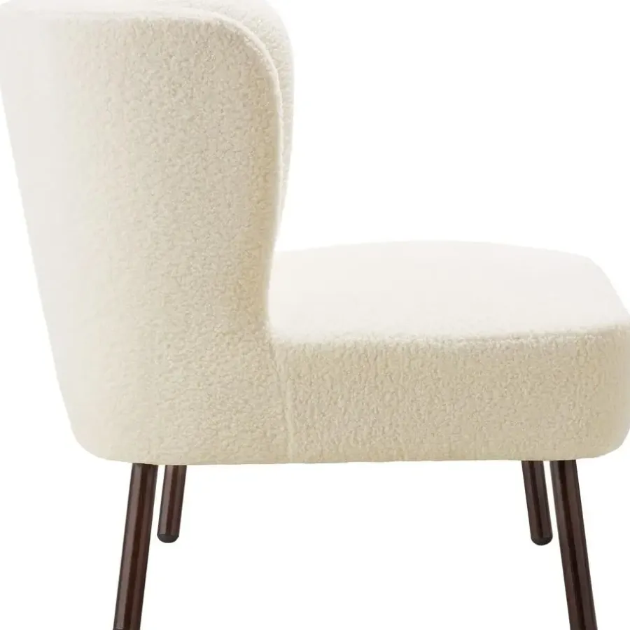 tectake Teddy-fauteuil Robina 2 offwhite W2, Bouclé Gebroken Wit