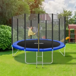 Trampolines-tectake Trampoline Garfunky met veiligheidsnet, Zwart/blauw
