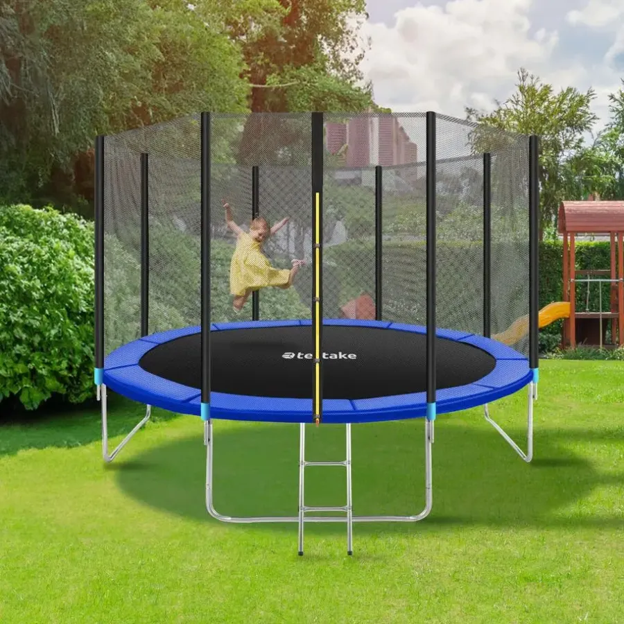 Trampolines-tectake Trampoline Garfunky met veiligheidsnet, Zwart/blauw