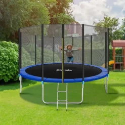 Trampolines-tectake Trampoline Garfunky met veiligheidsnet, Zwart/blauw