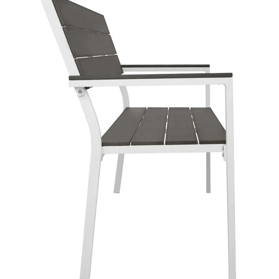 tectake Tuinbank Line 2-zitter met aluminium frame 128x59x88cm, Lichtgrijs/wit