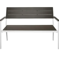 tectake Tuinbank Line 2-zitter met aluminium frame 128x59x88cm, Lichtgrijs/wit