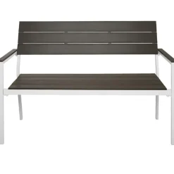 tectake Tuinbank Line 2-zitter met aluminium frame 128x59x88cm, Lichtgrijs/wit