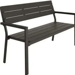Tuinbanken-tectake Tuinbank Line 2-zitter met aluminium frame 128x59x88cm, Donkergrijs