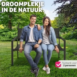 Tuinbanken-tectake Tuinbank Line 2-zitter met aluminium frame 128x59x88cm, Donkergrijs