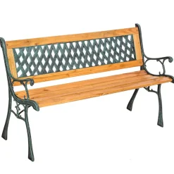Tuinbanken-tectake Tuinbank Tamara 2-zitter van hout en gietijzer 128x51x73cm, Bruin