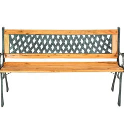 Tuinbanken-tectake Tuinbank Tamara 2-zitter van hout en gietijzer 128x51x73cm, Bruin