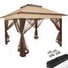 Terrasoverkappingen-tectake Tuinpaviljoen Carabobo opvouwbaar 3,64x3,64x2,94m, Bruin