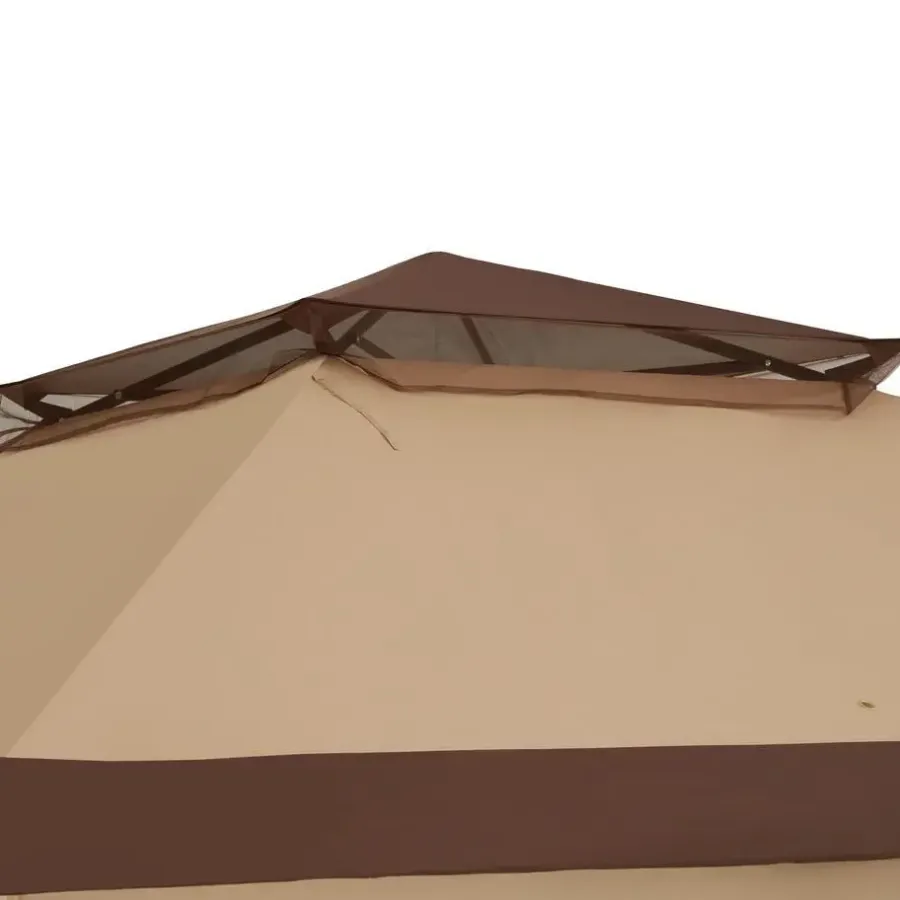 Terrasoverkappingen-tectake Tuinpaviljoen Carabobo opvouwbaar 3,64x3,64x2,94m, Bruin