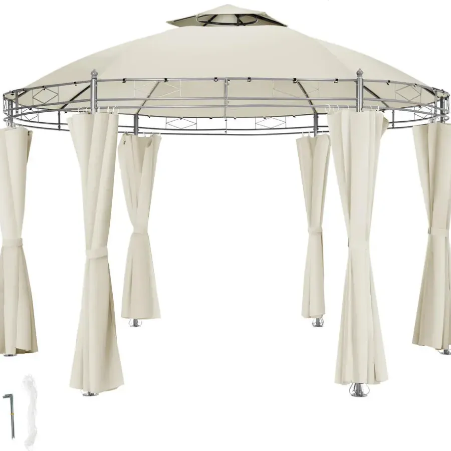 Terrasoverkappingen-tectake Tuinpaviljoen Siana Ø 3.5m, Crème