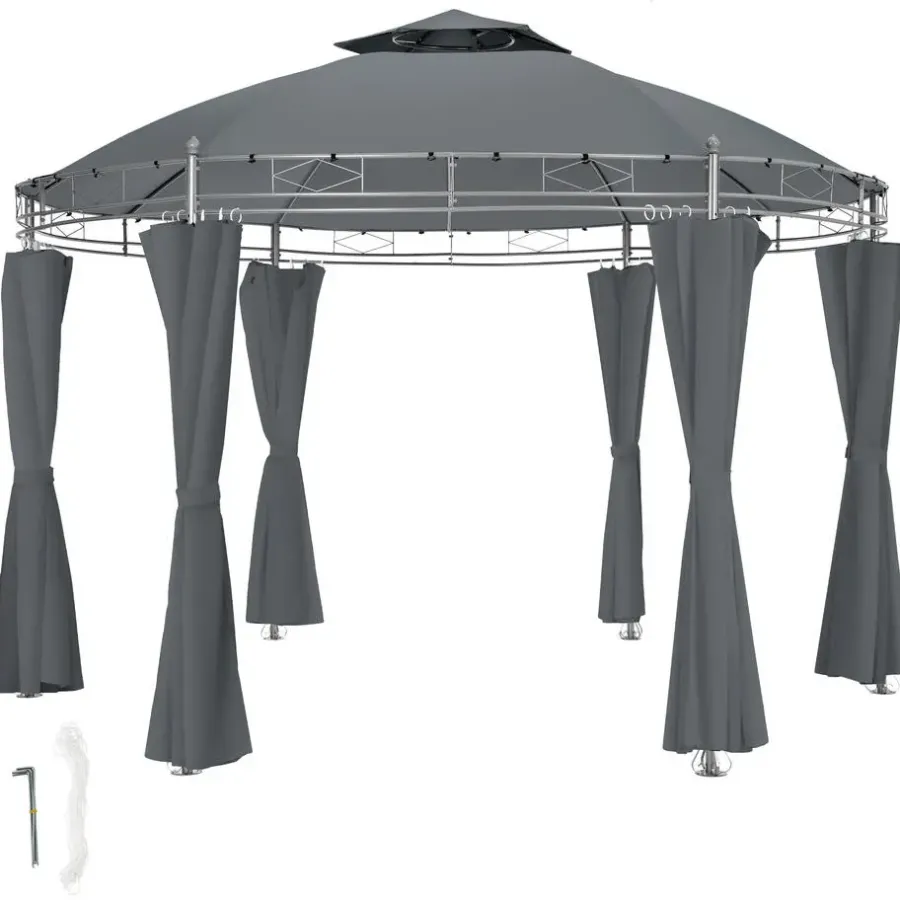 tectake Tuinpaviljoen Siana Ø 3.5m, Antraciet