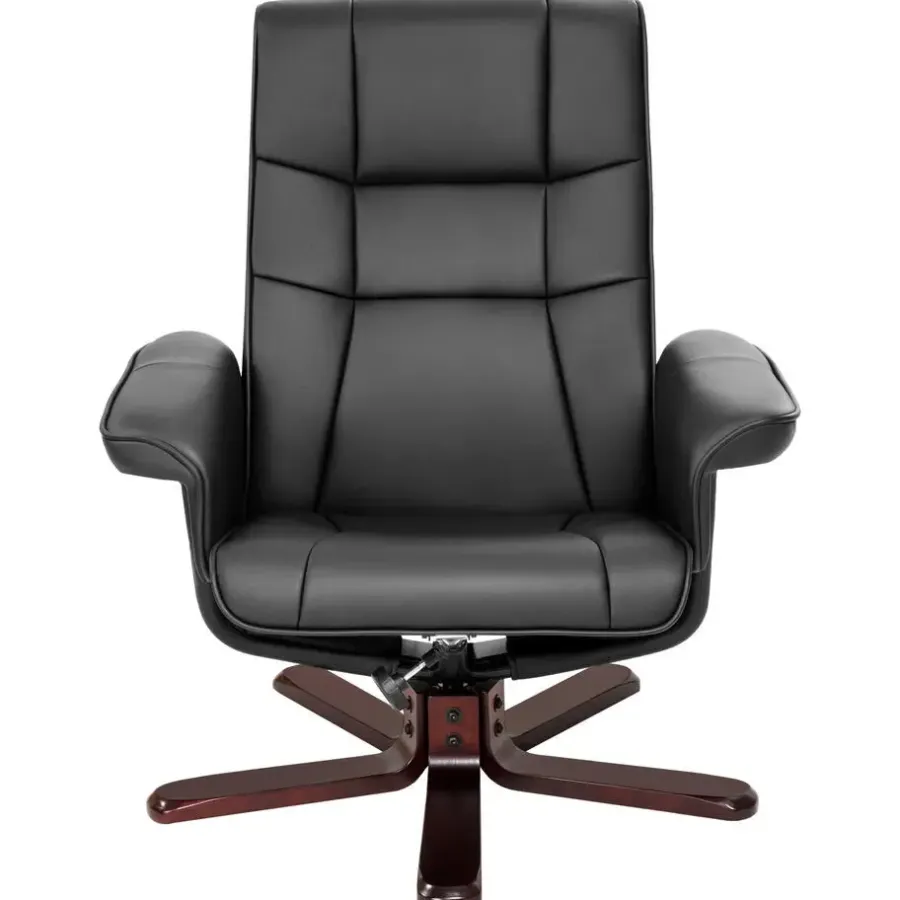 Fauteuils-tectake TV-fauteuil met krukje model I, Zwart/bruin