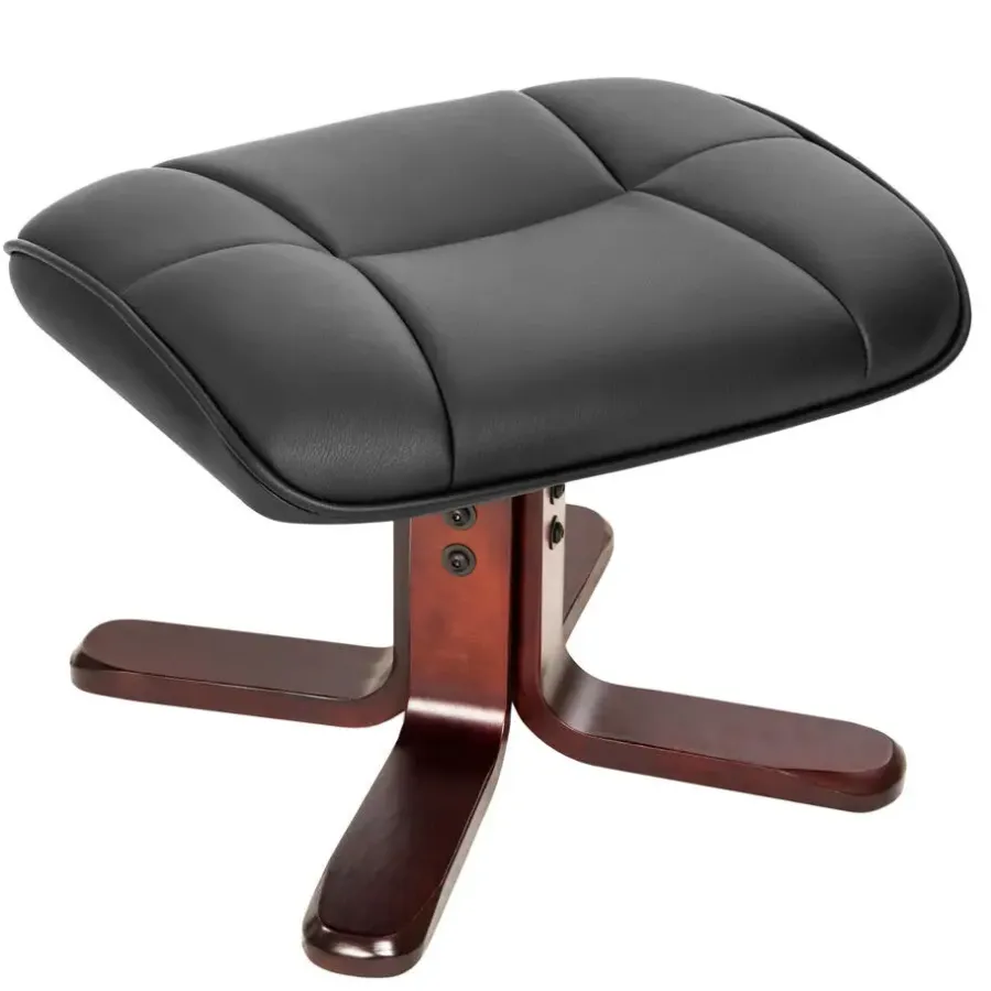 Fauteuils-tectake TV-fauteuil met krukje model I, Zwart/bruin