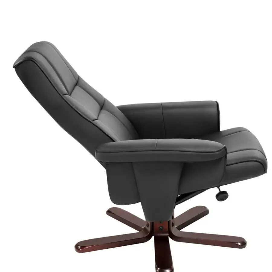 Fauteuils-tectake TV-fauteuil met krukje model I, Zwart/bruin
