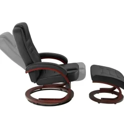 Fauteuils-tectake TV-fauteuil met krukje model 2, Zwart/bruin