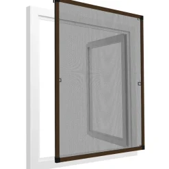 Raam En Deurhorren-tectake Vliegenhor voor raamkozijnen - 100 x 120 cm - Bruin