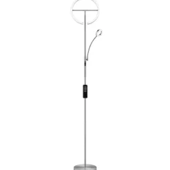 Staande Lampen-tectake Vloerlamp Auralis LED 20W, leeslamp, dimbaar, Mat Nikkel