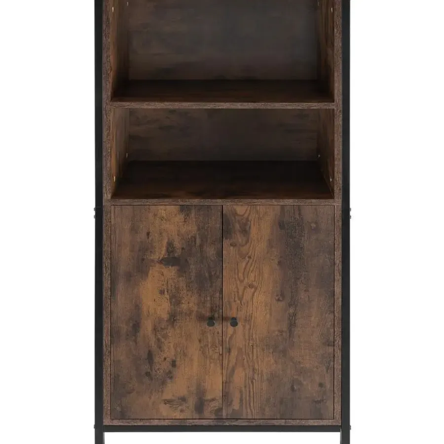 tectake Wandkast Doncaster 60x38x125cm, Industrieel Hout Donker, Rustiek