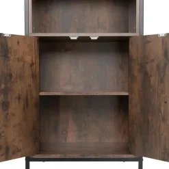 tectake Wandkast Doncaster 60x38x125cm, Industrieel Hout Donker, Rustiek