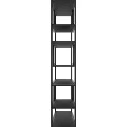 Wandkasten-tectake Wandkast Venda met 6 vakken, industriële stijl, 85x35x188cm, Zwart